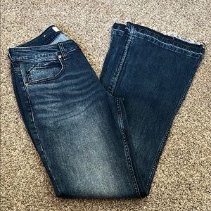 SHYANNE dark wash slit flare leg jeans